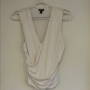 Express white Draped Sleeveless Blouse